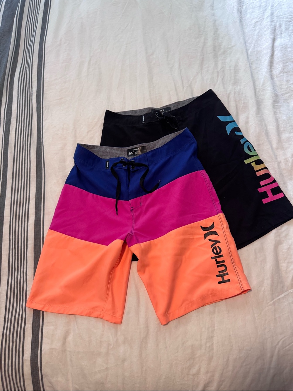 Hurley boy’s Orange Pink Blue Colorblock Boardshorts